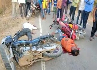सिंगल रोड होने के चलते हादसा का शिकार बना हुआ है दो बाइक के आमने सामने की टक्कर में चालक गंभीर रूप से घायल