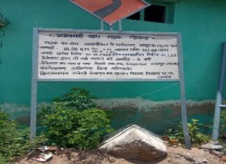 प्रधानमंत्री ग्राम सड़क योजना के तहत बनी सी सी सड़क गुणवत्ताहीन एवं महीने भर में दरारें