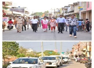 होली के पूर्व नगर में शांति व्यवस्था बनाए रखने रोड में उतरे जिले के कलेक्टर एवं एसपी।