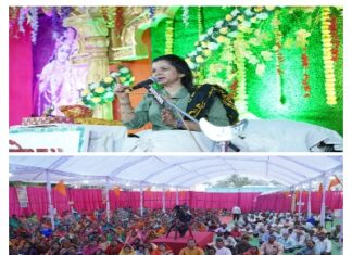 गरियाबंद गांधी मैदान में भगवान श्री कृष्ण कन्हैया की गाथा में लीन हुये भक्तगण