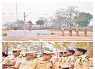 पुलिस कप्तान द्वारा पुलिस जवानों के जनरल परेड के साथ औचक गार्ड चेकिंग किये।