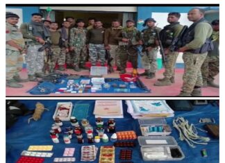 जंगल में पुलिस एवं नक्सली मुठभेड़ हुई नक्सलियों की कुछ समान बरामत किये