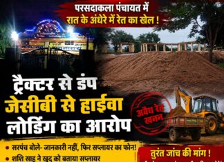 खनिज विभाग की कथित निष्क्रियता से गरियाबंद में अवैध रेत खनन का खेल पंचायत की जानकारी में चलता रहा कारोबार